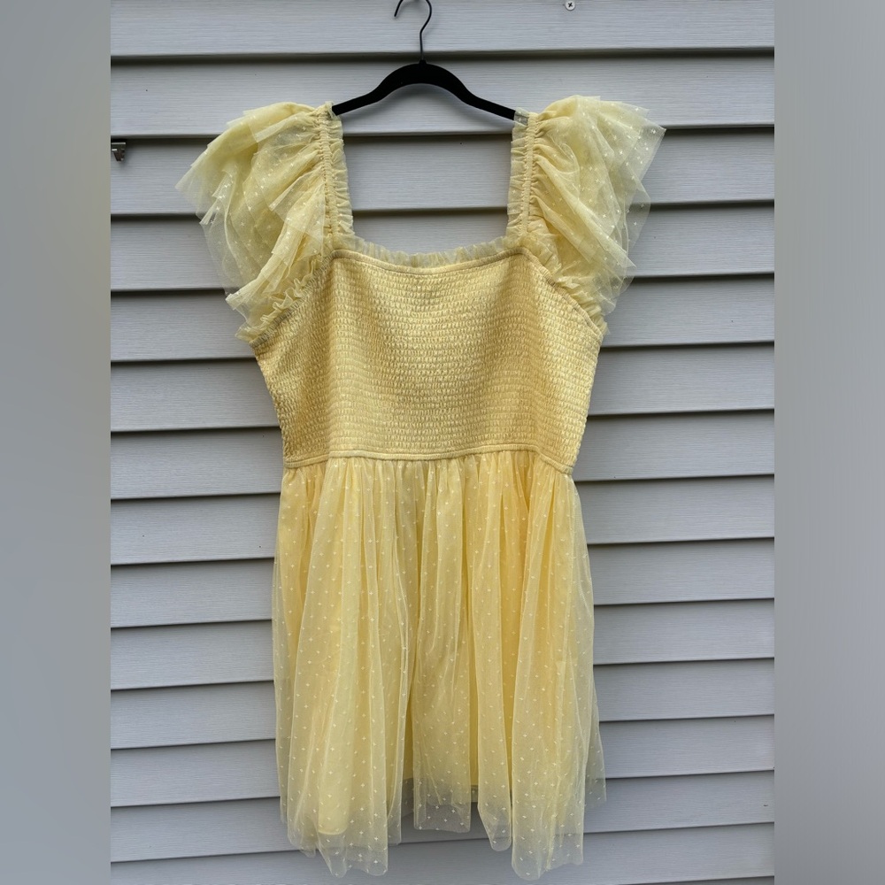 JessaKae Teacup Yellow Dress smocked top, stretchy, 3x new without tags